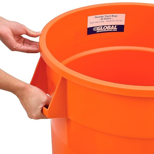 Global Industrial Commercial Round Trash Can, 32 Gallon Capacity, Plastic - Image 4