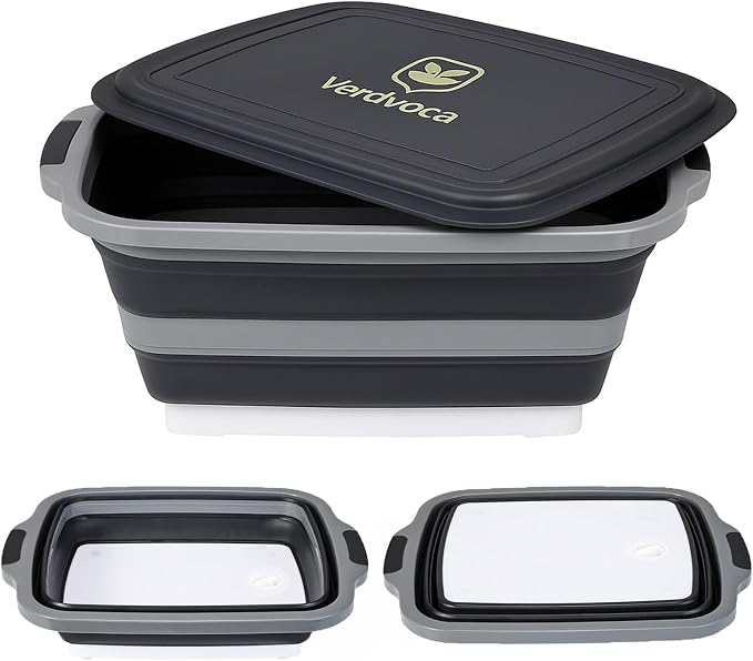 30L Orange & 16L Black Collapsible BBQ Prep Tub - Image 2