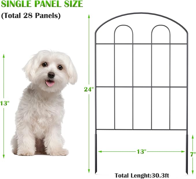 28 Pack Decorative Garden Fence Outdoor 24in x 30ft Coated Metal RustProof - Image 3
