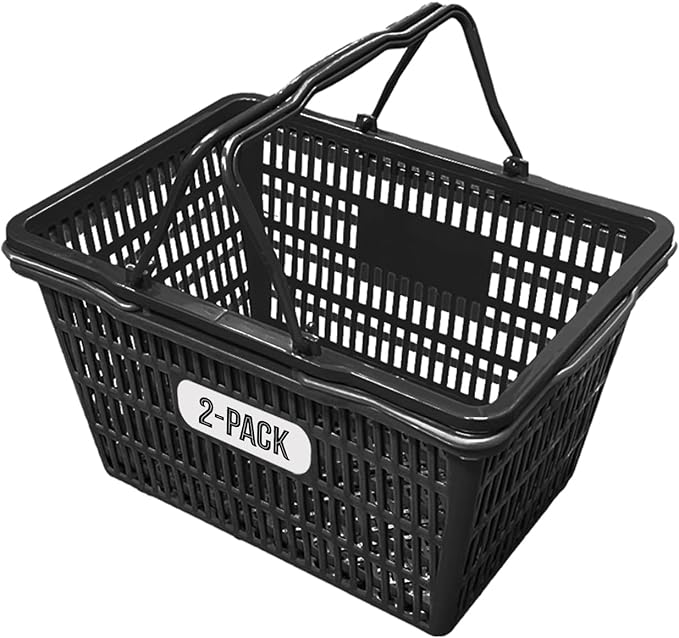 Stackable Plastic Shopping Baskets, Easy-Grip Handles by C-Store+Packaging