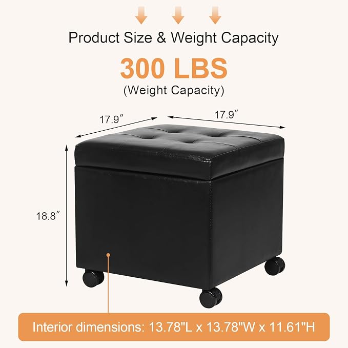 Homebeez Leather Storage Ottoman - Image 3