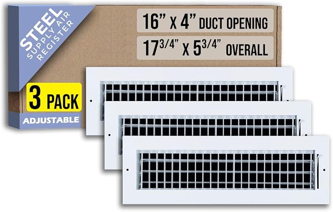 Fits 16x4 Duct Opening Steel Adjustable Air Supply Grille by Handua | Register by Handua