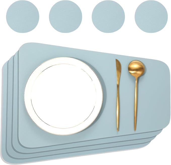 Faux Leather Waterproof Placemats Set of 8-Heat Resistant Non Slip and Scratch - Image 8