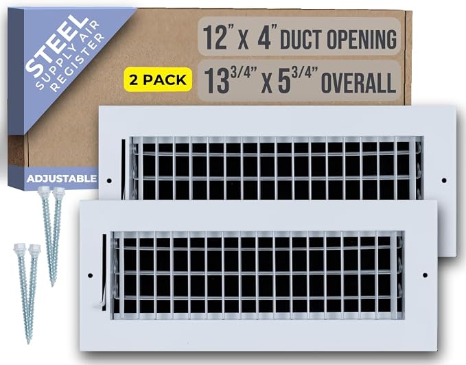 Fits 12x4 Duct Opening Steel Adjustable Air Supply Grille by Handua | Register by Handua