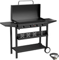 4 Burner BBQ Gas Griddle with Hood, 30 Inch Stainless Steel Portable Detachable by ADREAK