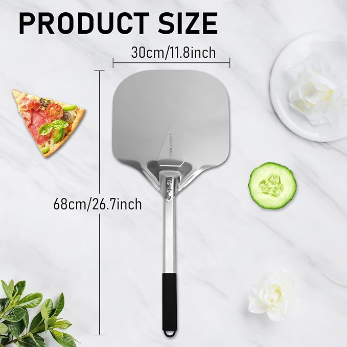 Perforated Pizza Peels 6 INCH pizza spatula paddle Long Handle Metal Pizza - Image 2