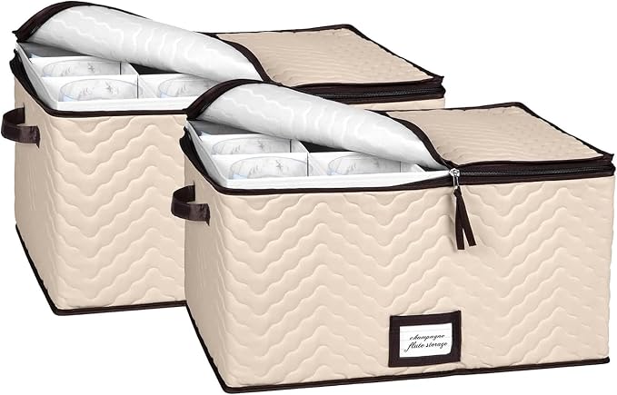 Wine Glass Storage Box with Dividers by HOLDN%E2%80%99STORAGE