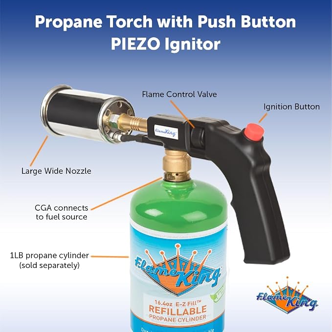 Flame King Grill Gun Propane Torch, Culinary Kitchen Torch - Image 2