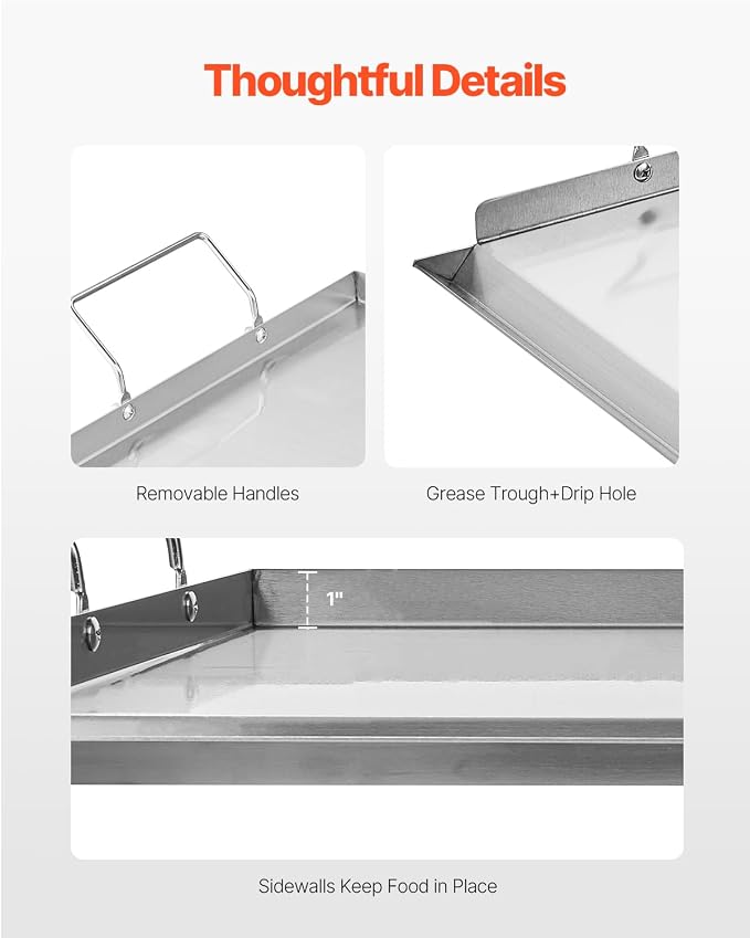 VEVOR Stainless Steel Griddle, 23x16 inch Universal Flat Top Rectangular Plate - Image 3