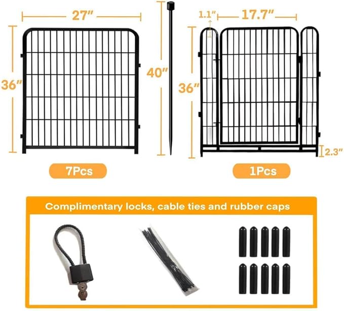 36 in Garden Fence With Gate, Wide Gate Low Threshold, 8 Panels Total 17.7 ft - Image 4