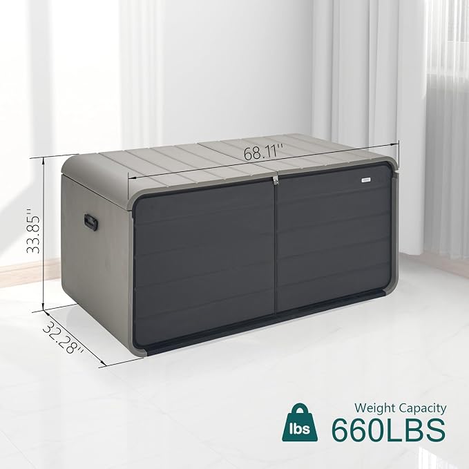 Domi 260 Gallon Outdoor Storage Box – Waterproof, UV-Resistant Deck Box - Image 4