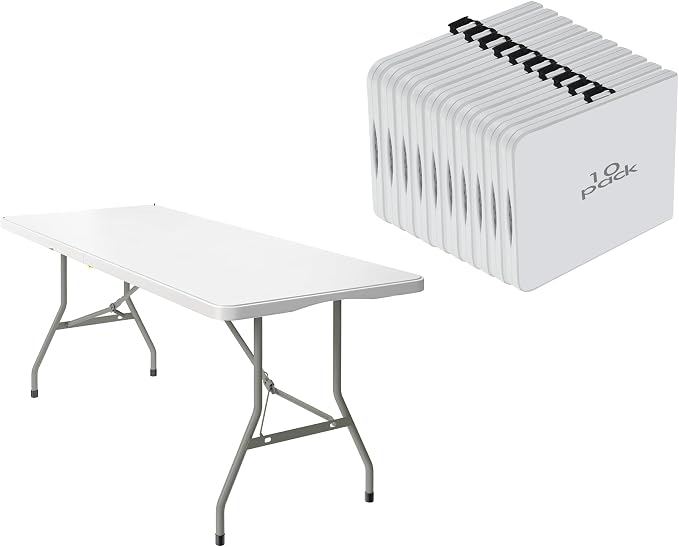 10 Pack of 6 Foot Foldable Table by VISTACASA