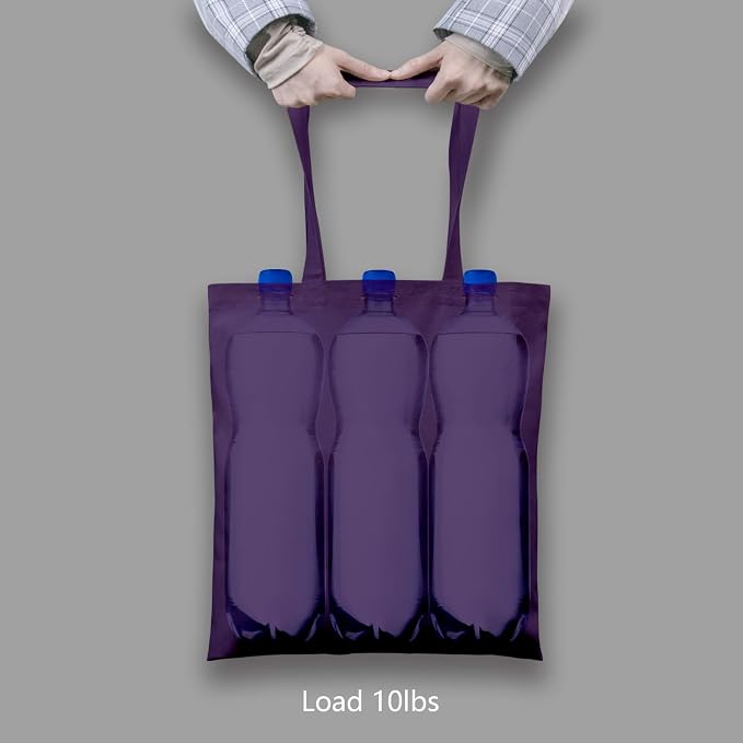 TOPDesign 6-Pack Economical 16"x15" Deep Purple Cotton Tote Bags, Lightweight - Image 6