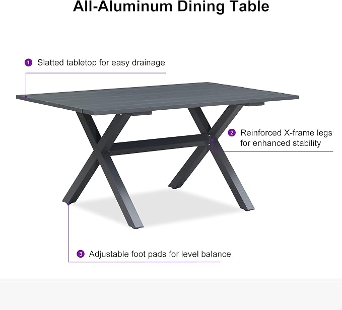 PURPLE LEAF Outdoor Dining Set for 6 - Image 9