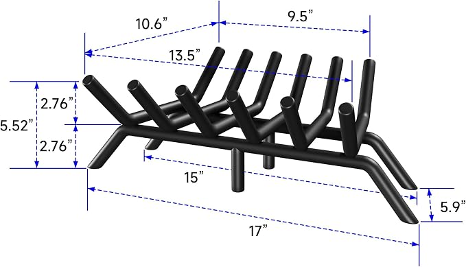 Fireplace Grate 17 Inch, Firewood Log Holder Rack, Heavy Duty Fire Wood Stove - Image 2