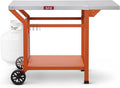 Movable Grill Table with Folding Side Table, Pizza Oven Table as BBQ Food Prep by Idealforcook