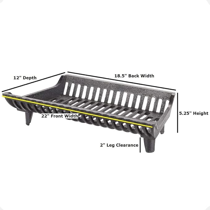 22 inch Fireplace Grate Heavy Duty, Cast Iron Fire Grate - Image 9