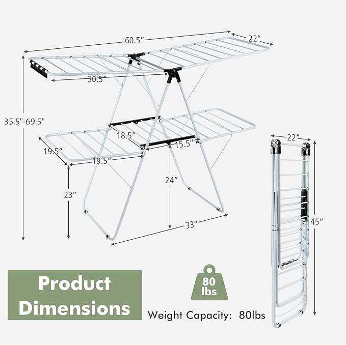 GOFLAME 2-Tier Clothes Drying Rack, Folding Laundry Dry Rack - Image 7