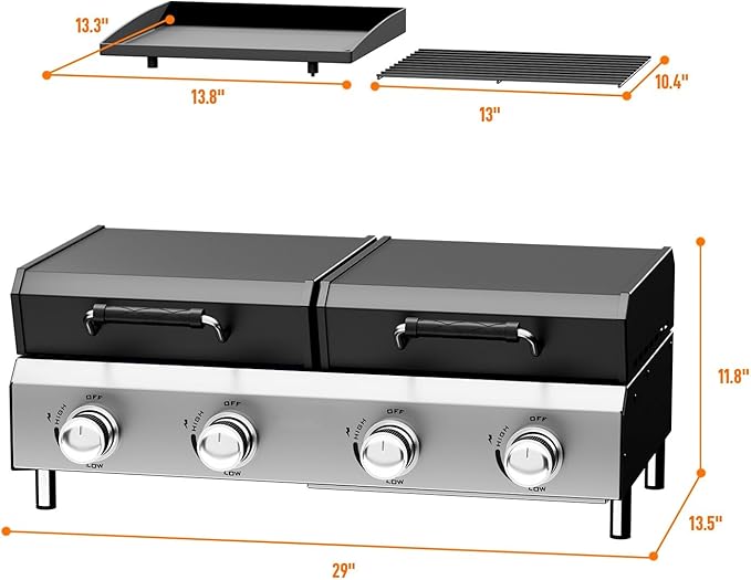 Bonnlo 4 Burners Gas Flat Top Grill and Griddle Combo - Image 6
