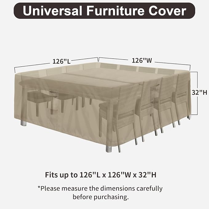 PureFit Patio Furniture Covers, Outdoor Table Furniture Cover Waterproof - Image 2