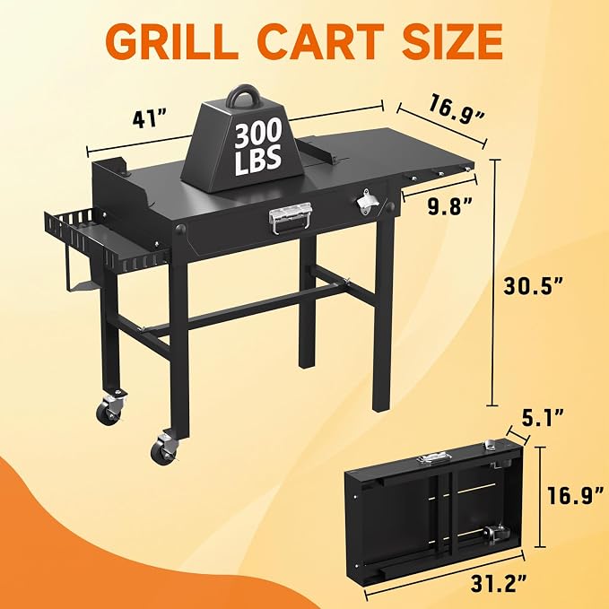 Grill Cart, Portable Grill Table - Image 2