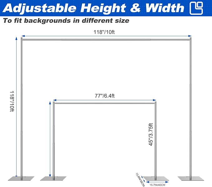 Pipe and Drape Backdrop Stand 10ftx10ft Adjustable Background Support System - Image 4