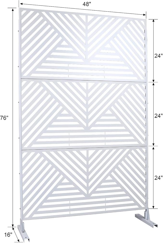 Outdoor Privacy Screen with Geometric Design – Metal Decorative Panel, - Image 5