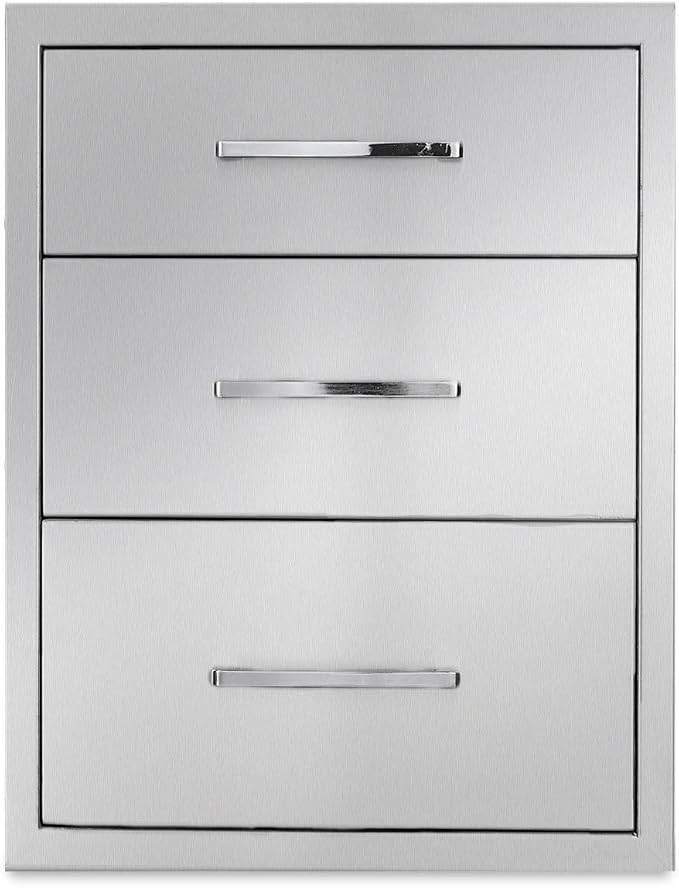 Outdoor Kitchen Drawers Stainless Steel 3-Drawer BBQ Drawer 18" W x 21" H x 23" by Unknown