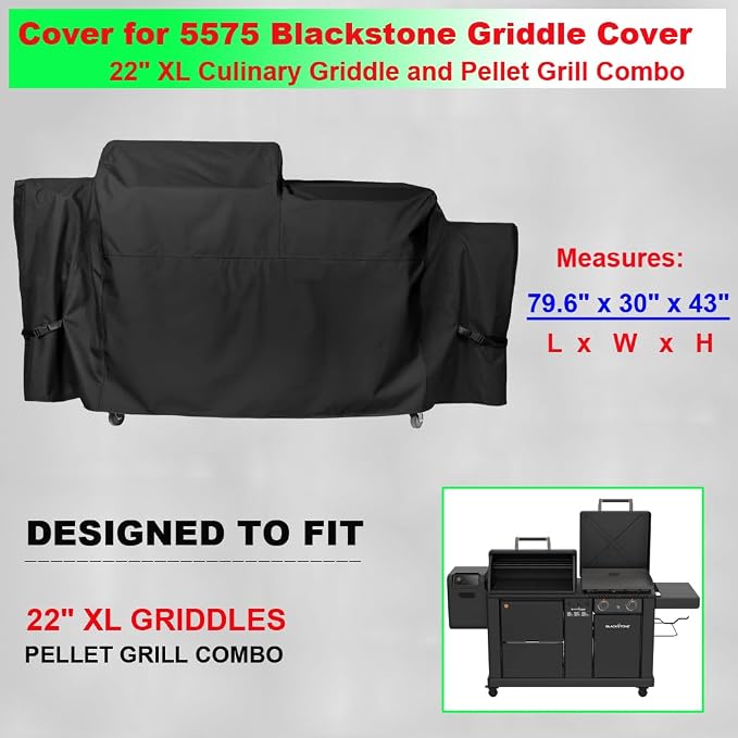 Grill Cover for Blackstone 22" XL 2022 Griddle and Pellet Grill Combo, 600D - Image 2