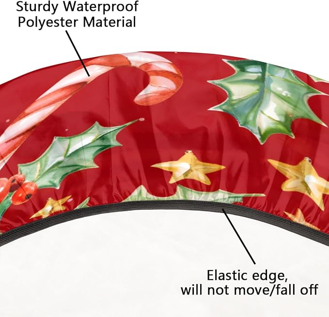 Christmas Ruffle Star Candy Round Table Cloth Cover, Elastic Edge Waterproof - Image 5
