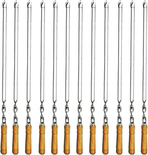 12 Pack Kabob Skewers BBQ Barbecue Skewers Stainless Steel Sticks 22 Inch Heavy by Amestar
