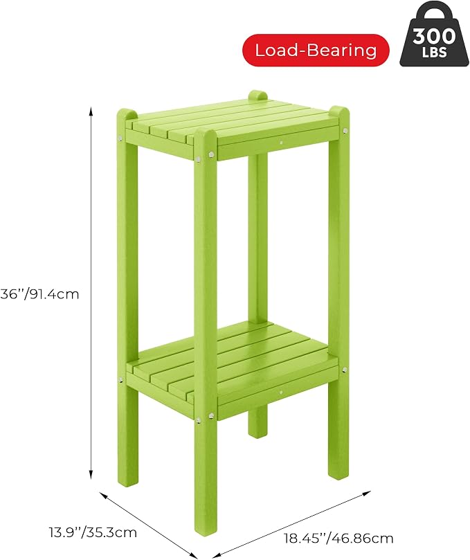 Costaelm Outdoor Side Table, 2-Tier Small Patio Coffee Tables - Image 3