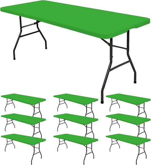 10 Pack Fitted Tablecloth for 8 Foot Rectangle Tables, Washable Stretch Folding by REWOMC