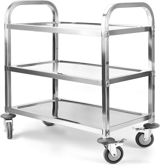 tonchean Extra Large 3 Tier Stainless Steel Cart 37.4 x 19.7 x 37.4 Inch by tonchean
