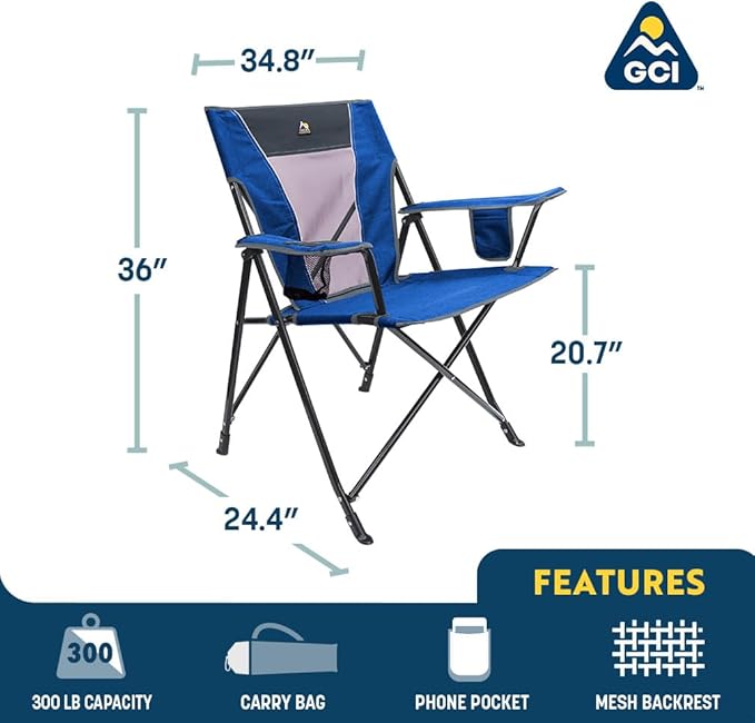 Folding Chairs, Heathered Royal Steel Frame with Mesh Back and Carry Bag
