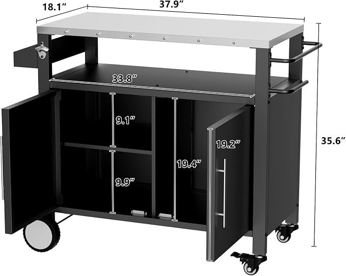 Outdoor Grill Cart with Patio Furniture, Outdoor Grill Table with Storage - Image 5