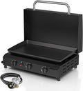 3 Burner BBQ Gas Griddle with Hood, 25.6 Inch Stainless Steel Portable by ADREAK