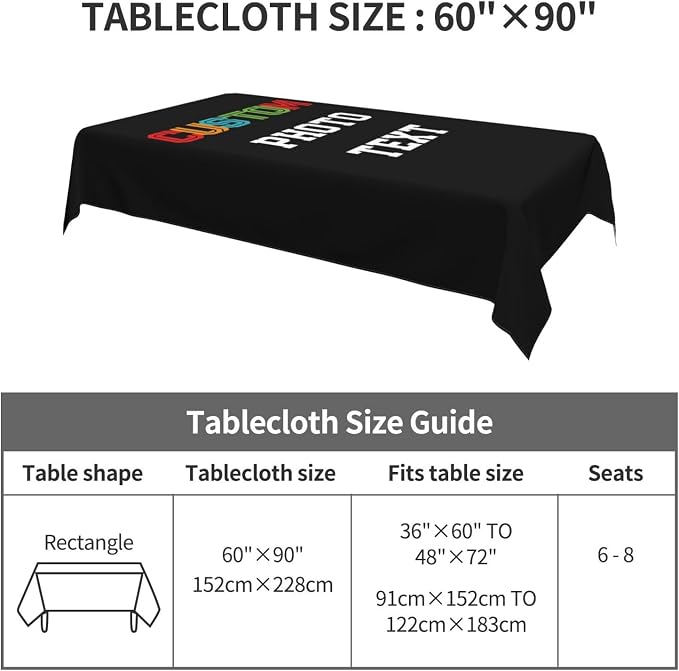 Custom Rectangle Table Cloth, Add Your Own Photo Logo Text, Personalized - Image 2
