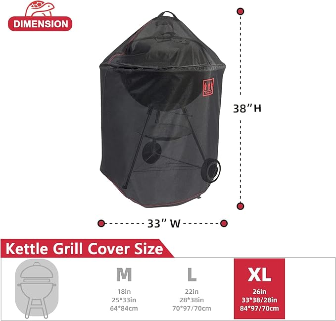 Turtle Life Round BBQ Grill Cover, 26inch Heavy Duty Durable Waterproof Rip - Image 3