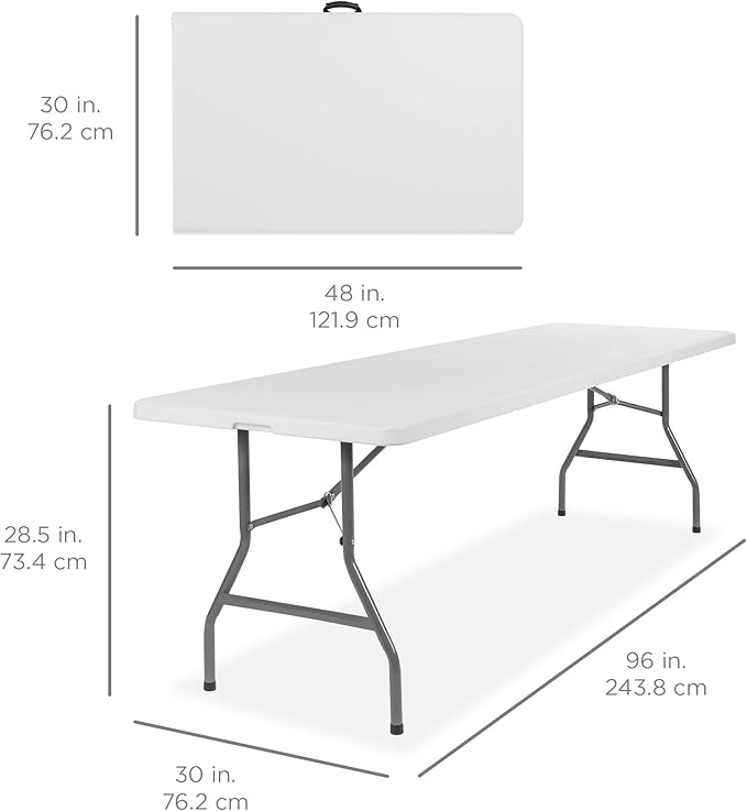 Best Choice Products 8ft Plastic Folding Table, Indoor Outdoor Heavy Duty - Image 2