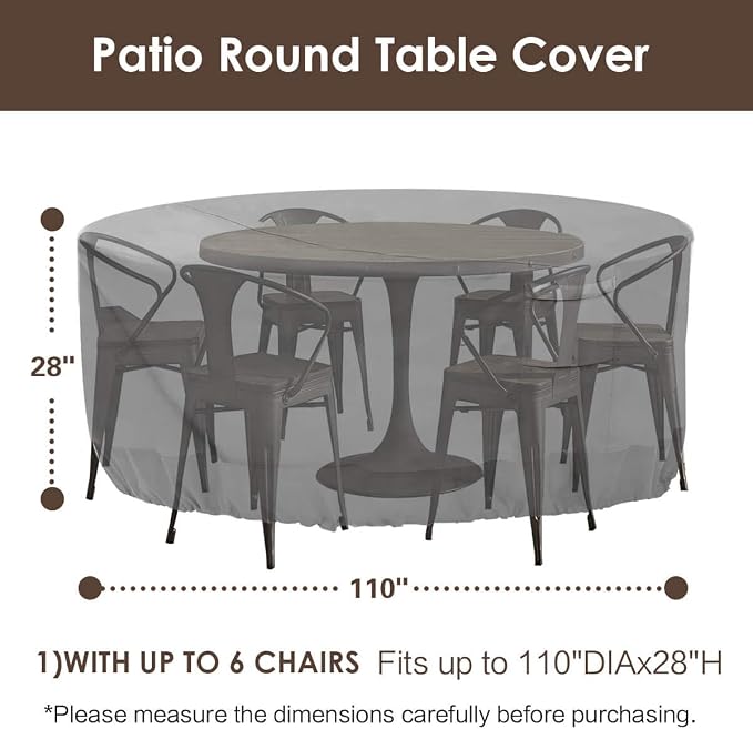Vailge Round Patio Furniture Covers, 100% Waterproof Outdoor Table Chair Set - Image 2