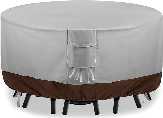 Round Patio Furniture Covers, 600D Heavy-duty UV-Resistant Fade-Proof Protection by Unknown