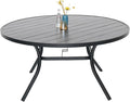 58" Patio Outdoor Round Table for 8 Person, All Weather Metal Black Round Patio by Virvla