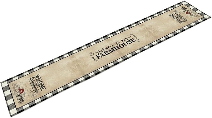 Farmhouse Table Runner, Rustic Country Barn Cottage Check Animal Coffee Table - Image 6