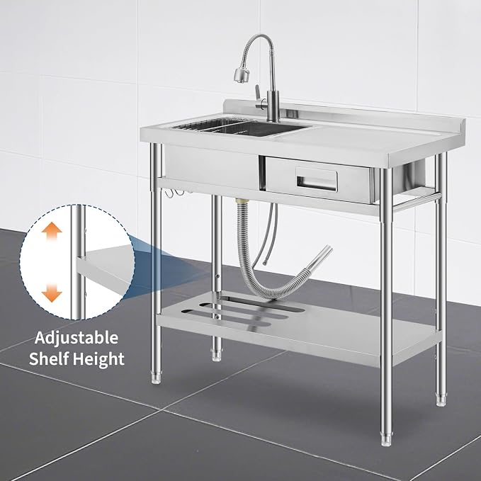 Freestanding Stainless Steel Utility Sink - Image 3