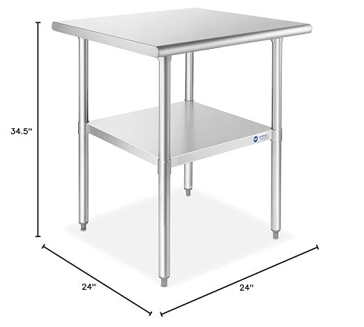 GRIDMANN Stainless Steel Work Table 24 x 24 Inches, NSF Commercial Kitchen Prep - Image 2
