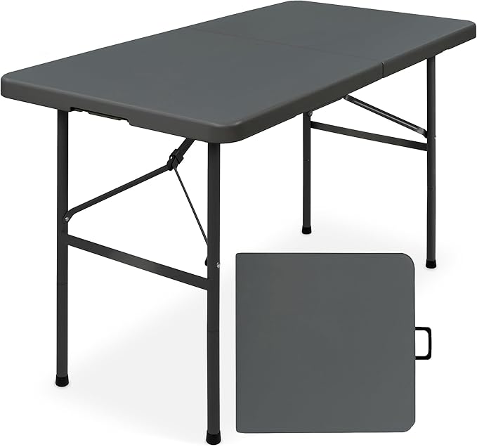 Best Choice Products 4ft Plastic Folding Table, Indoor Outdoor Heavy Duty by BestChoiceProducts