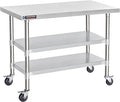 DuraSteel Stainless Steel Work Table 24" x 48" x 34" Height w/ 4 Caster Wheels by Unknown