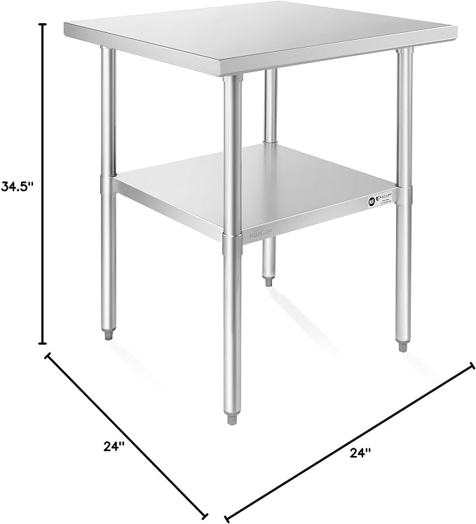 KUTLER Stainless Steel Table 24 x 24 Inches, NSF Heavy Duty Commercial Kitchen - Image 2