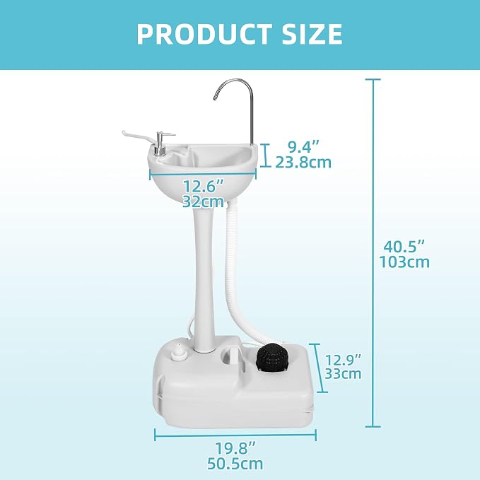 YITAMOTOR Portable Sink 17L Camping Hand Washing Station - Image 5